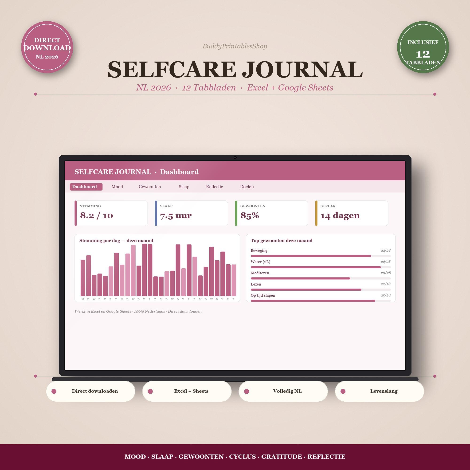 Selfcare Journal Excel 2026