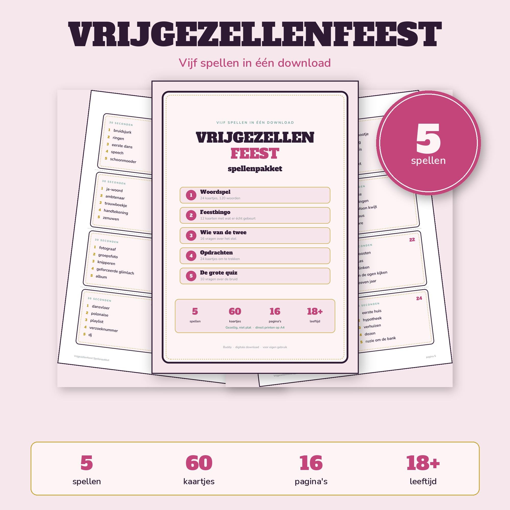 Vrijgezellenfeest Spellenpakket — 5 Spellen