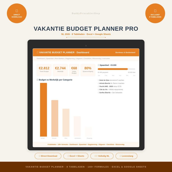Vakantie Budget Planner 2026