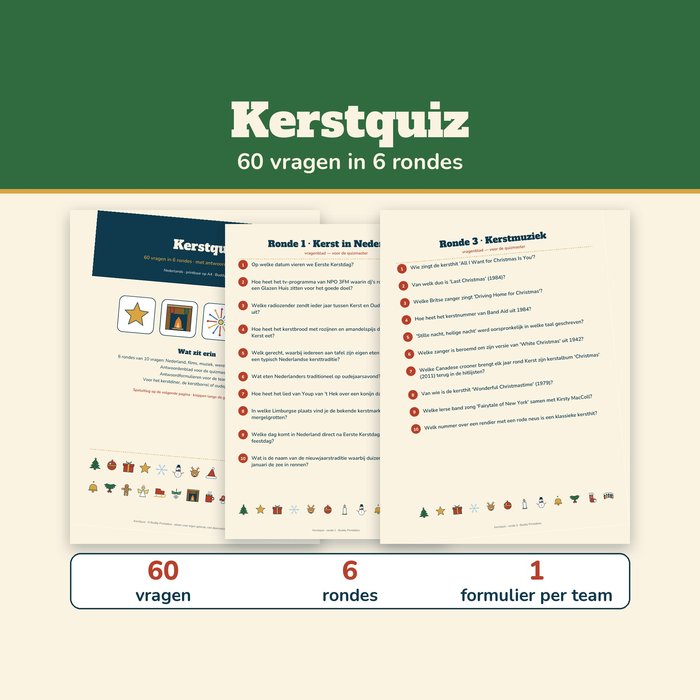 Kerstquiz — 60 Vragen in 6 Rondes