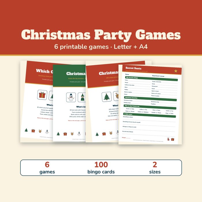 Christmas Party Games Bundle — 6 Printable Games