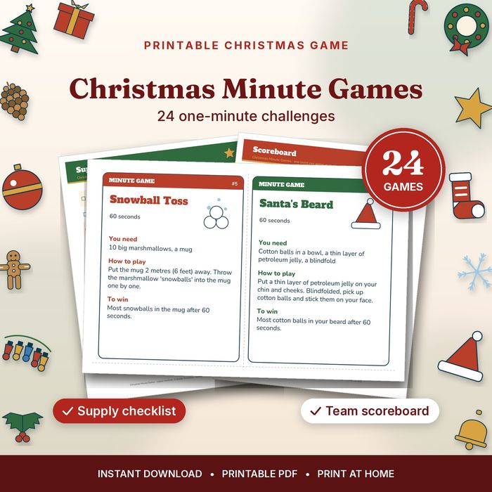 Christmas Minute Games — 24 One-Minute Party Games