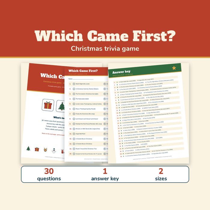 Which Came First? Christmas Trivia Game